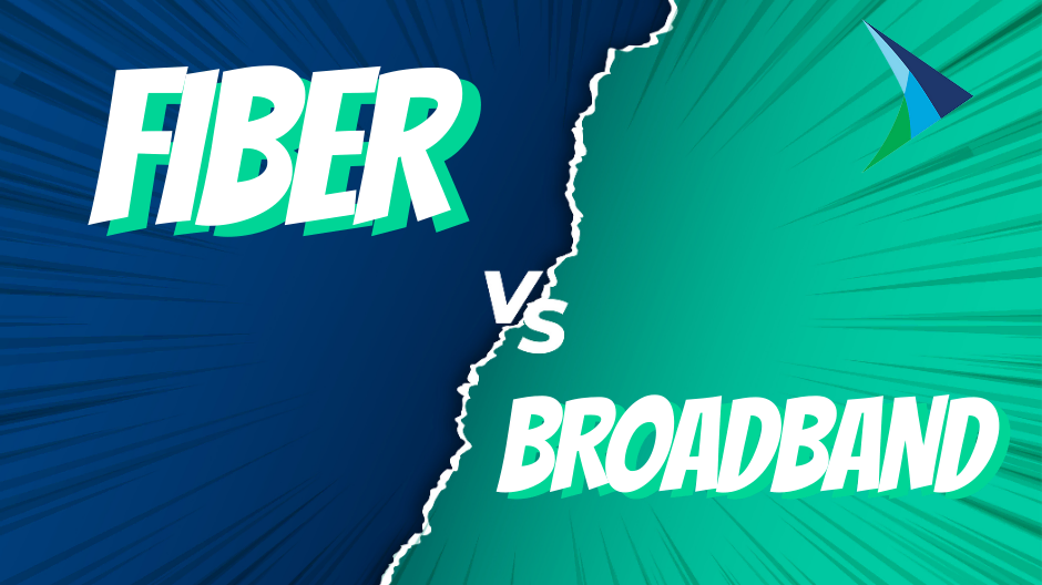 Fiber vs broadband comparison showing speed, uploads, and latency
